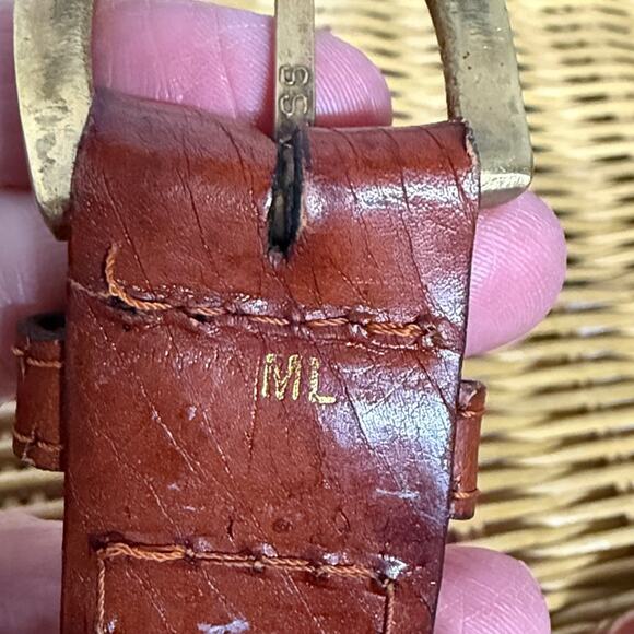 Vintage 90s Capezio Leather Woven Ladder Belt Brown M/L